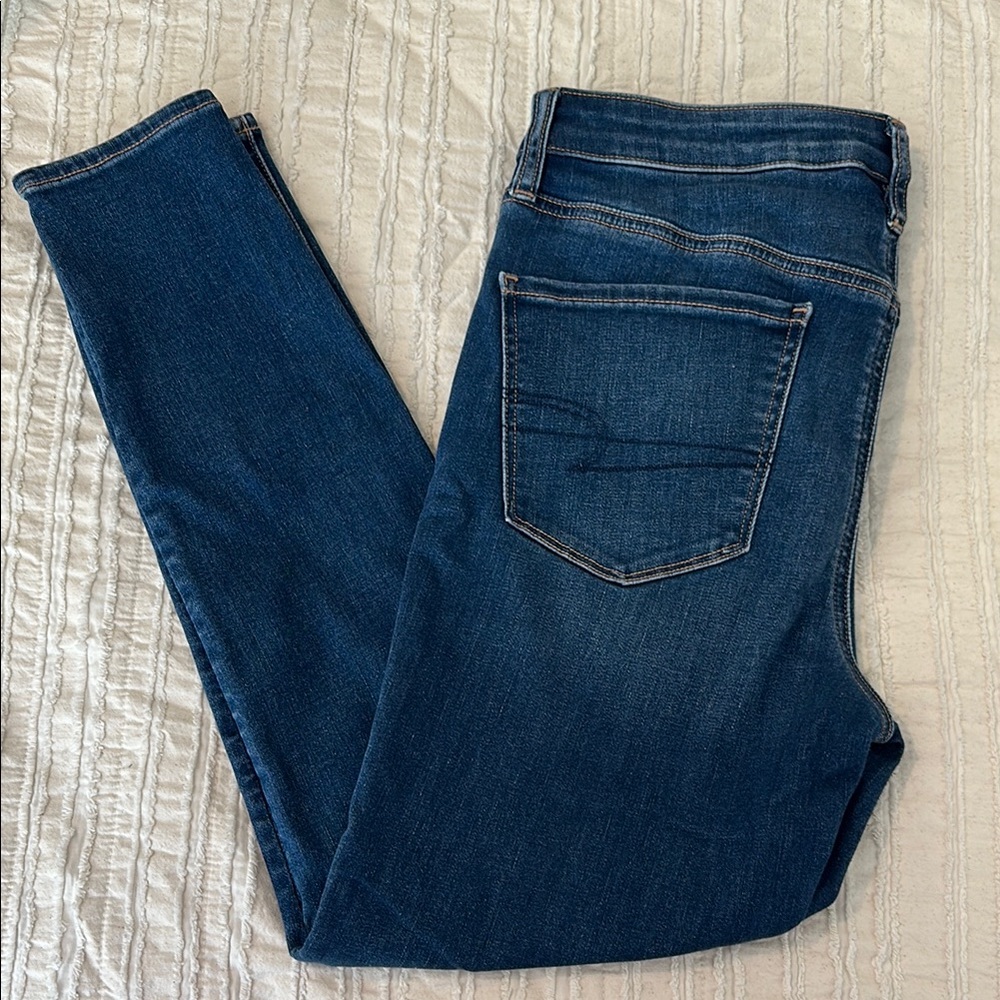 American Eagle Outfitters Dark Blue High Rise Jeggings - Picture 2 of 8